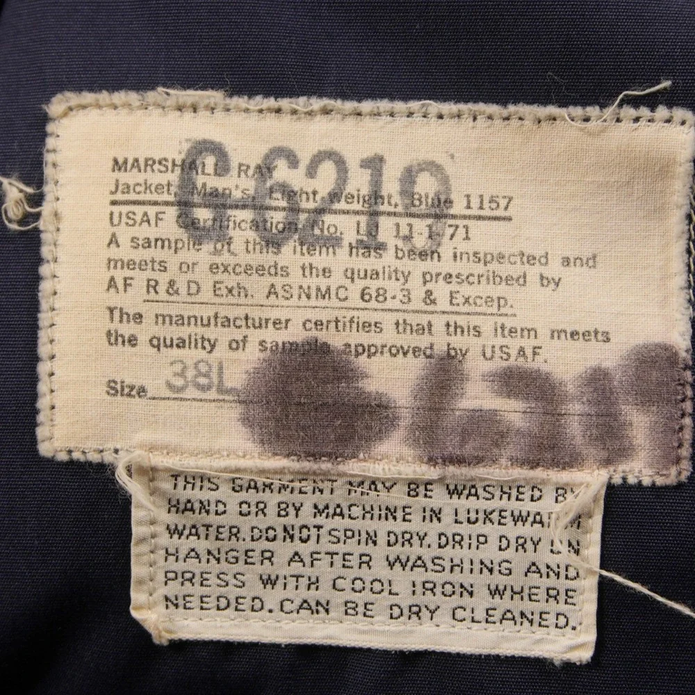 70s US Air Force Lightweight Marshall Ray USAF Military Utility Men Jacket 38L